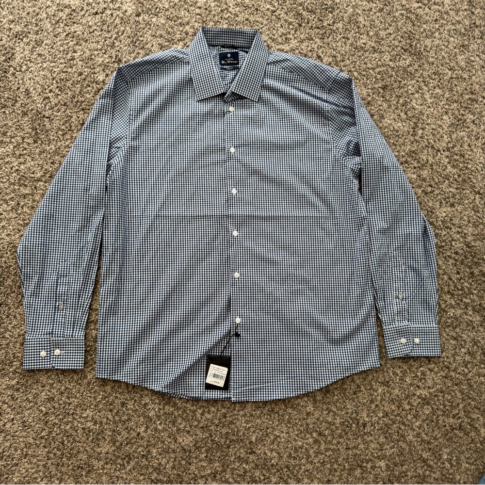 Ben Sherman Navy Checkered Dress Shirt size XL